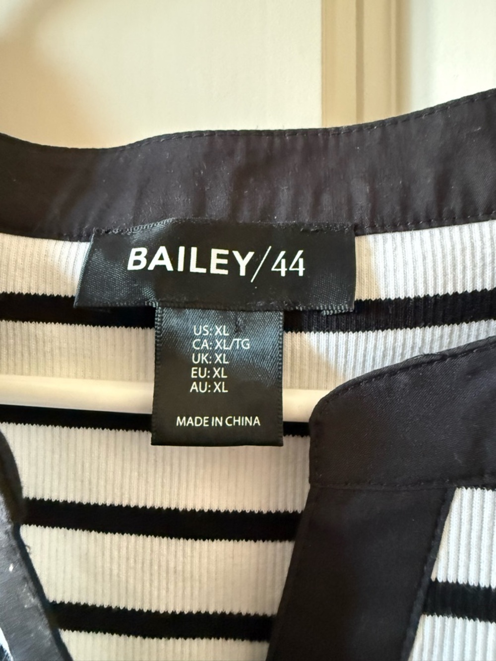Bailey 44 Black and White Striped Puff Sleeve Henley Top - Picture 3 of 7